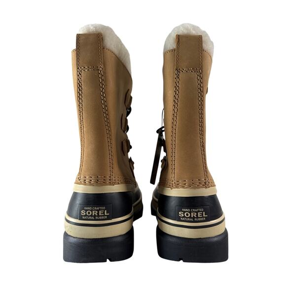 Sorel Caribou Winter Snow Boots Womens 8.5 Waterproof Leather Insulated Tan Buff - Picture 6 of 11